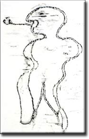 Carving of Basque man with pipe